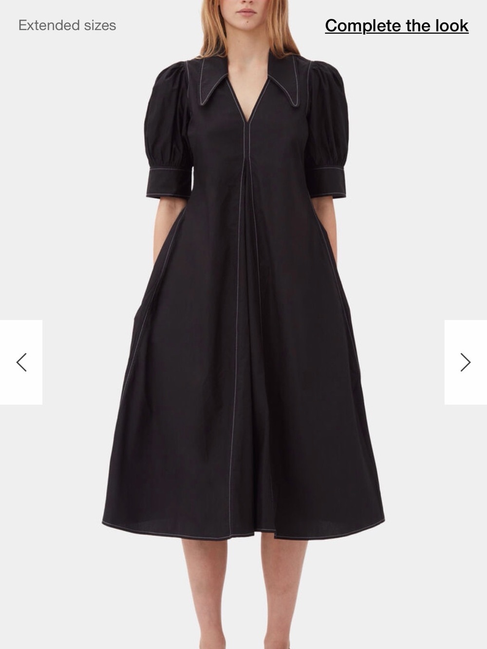 GANNI Poplin V-neck Midi Dress